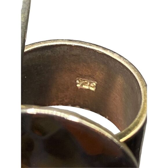 Sterling silver 925 hammered disc ring gold clad size 5 - Picture 8 of 8